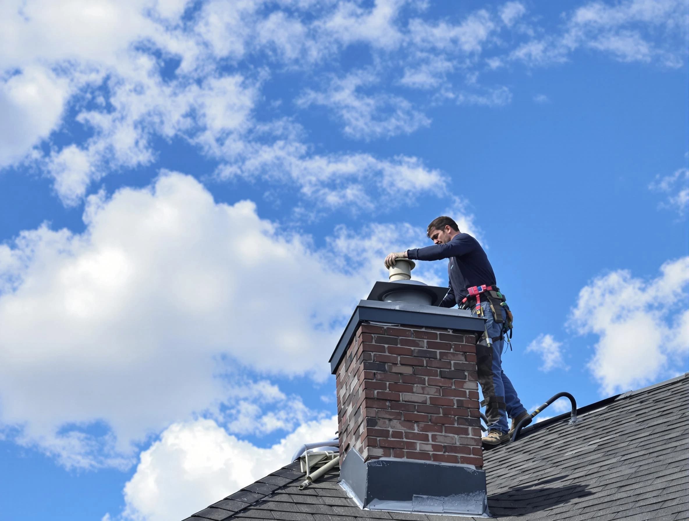 El Mirage Chimney Sweep installing a sturdy chimney cap in El Mirage, AZ