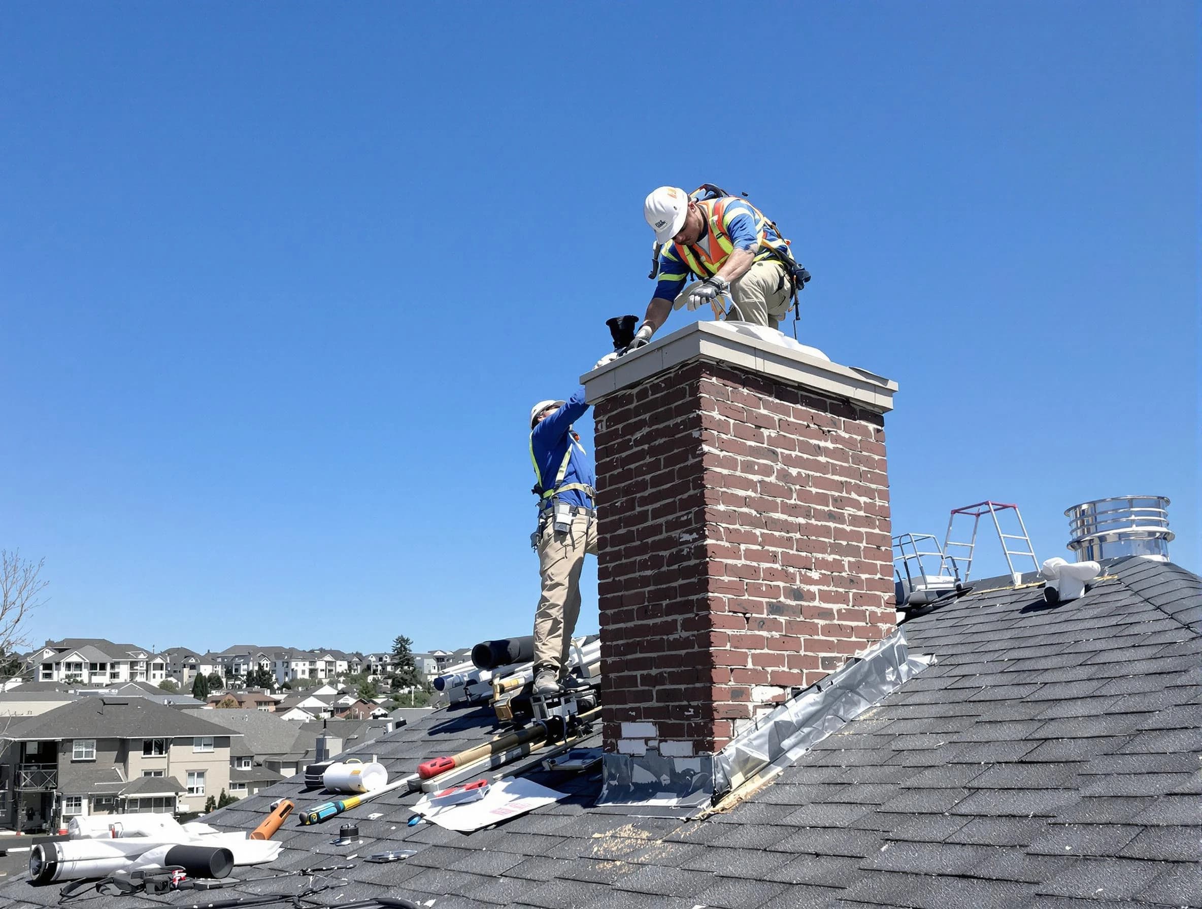 El Mirage Chimney Sweep repairing a chimney crown in El Mirage, AZ