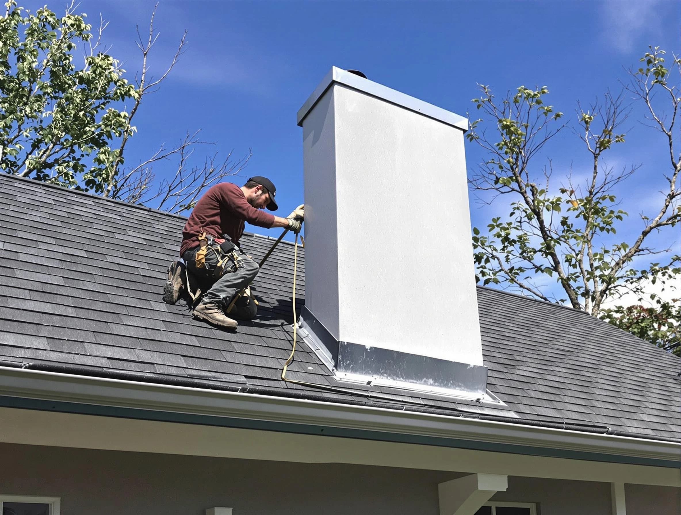 El Mirage Chimney Sweep team member finishing chimney construction in El Mirage, AZ