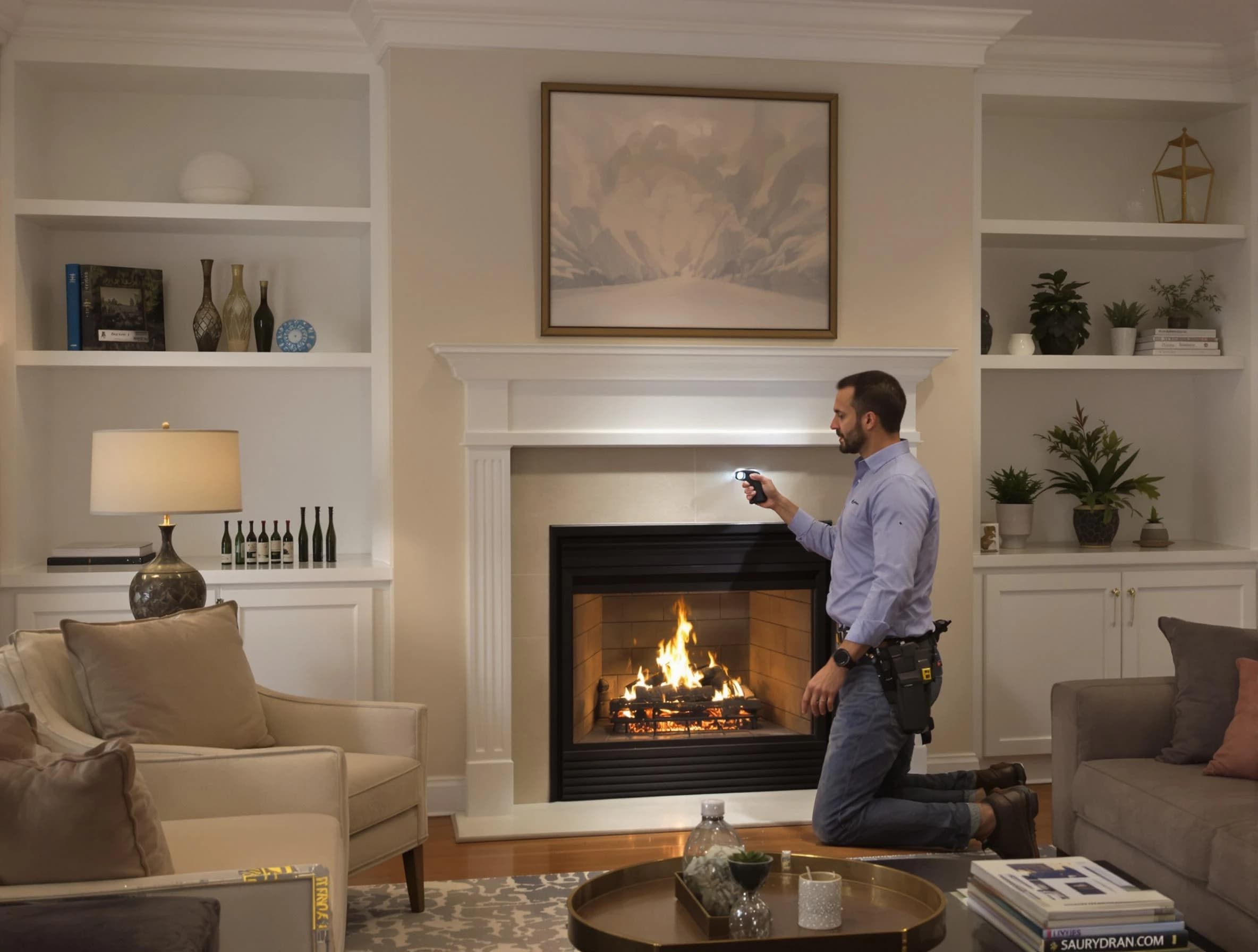 El Mirage Chimney Sweep conducting a fireplace safety inspection in El Mirage, AZ