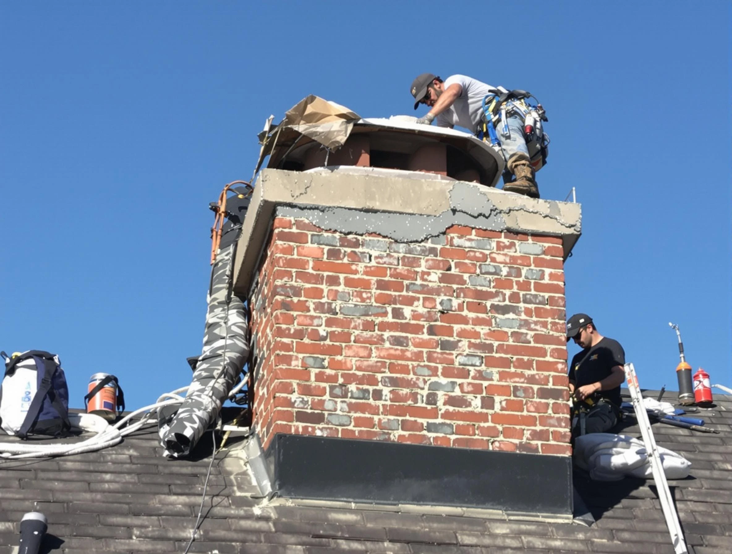 El Mirage Chimney Sweep installing a custom chimney crown in El Mirage, AZ